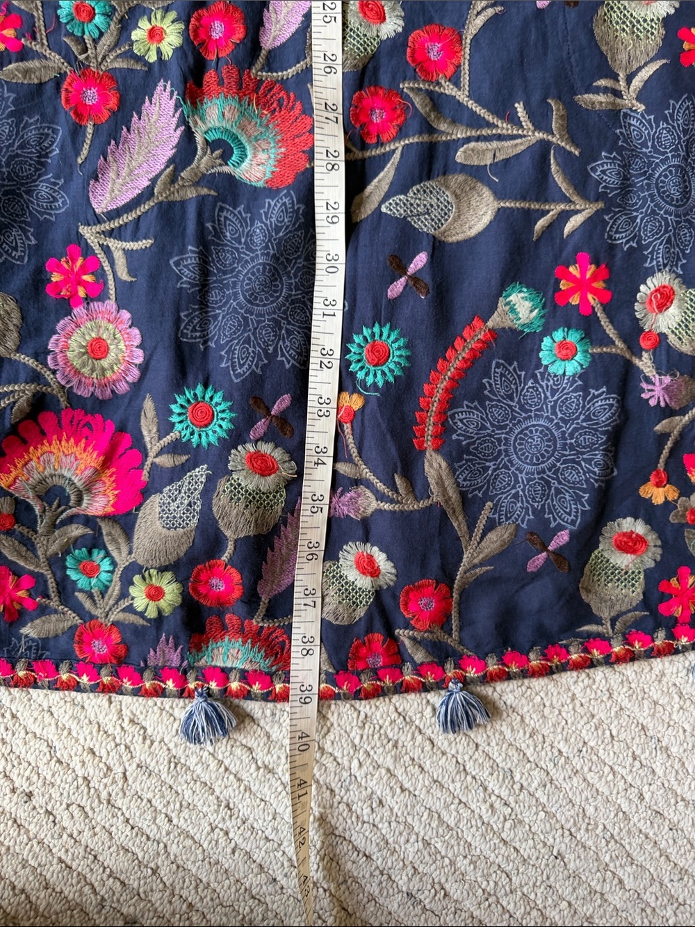 Navy Floral Embroidered Halter 100% Cotton Resort Style Dress - Picture 11 of 12